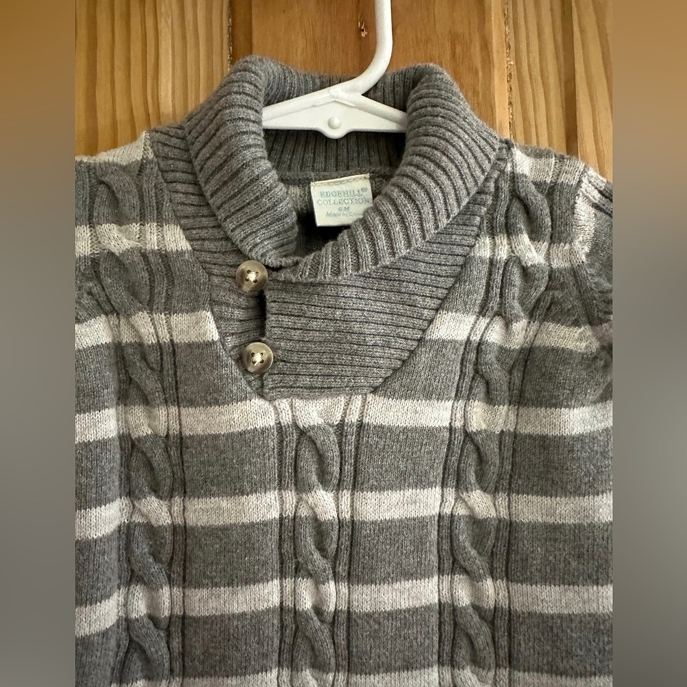 Edgehill Collection Boys 6M Gray Striped Sweater